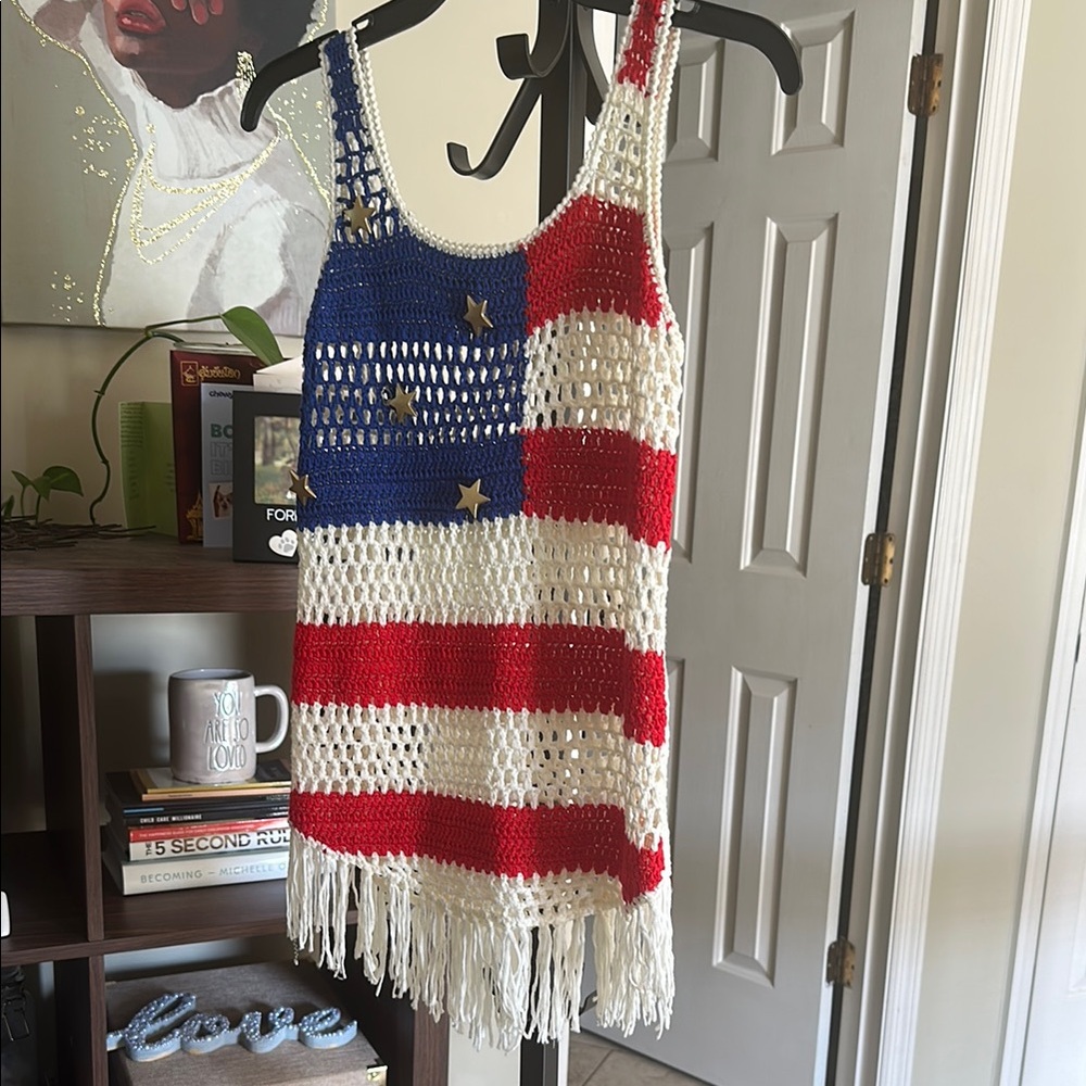 Patriotic Crochet Fringe Shirt